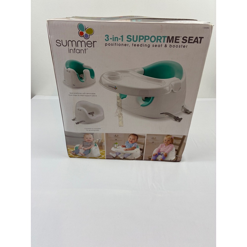 Summer Infant 3-in-1 SupportMe Seat Baby Booster Feeding Chair Teal White Good